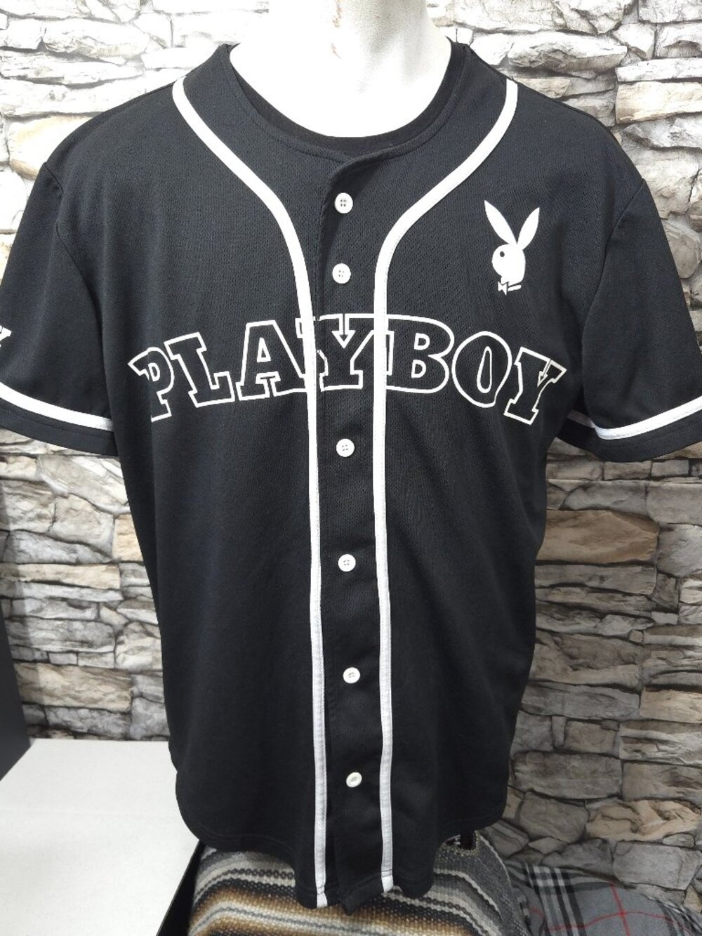 Playboy Bunny Black & White Men Medium Baseball Jersey
